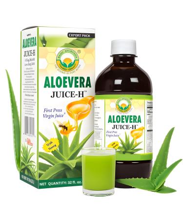 BASIC AYURVEDA Aloe Vera Juice with Honey 32.46 Fl Oz (960ml) | Supports Digestive Health Hydration & Skin Wellness | Cold Pressed Herbal Juice | Natural Cleanse | No Added Sugar