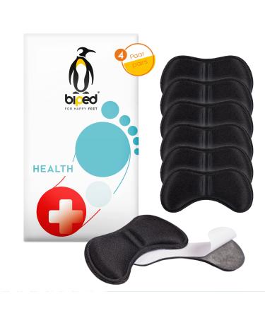 Biped Health 4 pairs of heels for too big shoes and heel pain - self -adhesive heel protectors - breathable heel pillow to prevent bubbles and wound hinge Z2809 (black)