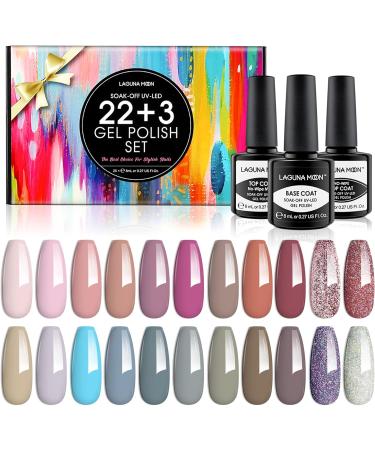 25pc Gel Nail Polish Set Nude Colours with No-Wipe Top Coat Matte Top Coat Base Coat - Soak Off UV Manicure + Pedicure Gift Set Starter Kit for DIY Nail Art + Salon Use Rain On My Parade - Buy Online on GoSupps.com