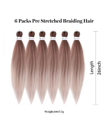 26 Ombre Brown Pre-Stretched Braiding Hair Extensions - 6 Pack Professional Soft Yaki Synthetic Crochet Braids - Hot Water Setting - 26 Inch - Buy Online on GoSupps.com