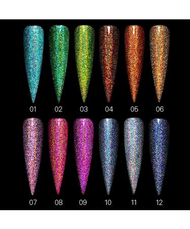 MKNZOME Chrome Nail Powder Kit - 12 Colors Metallic Mirror Effect Holographic Glitter Pigment for Gel Nails - Nail Art Supplies - Buy Online on GoSupps.com