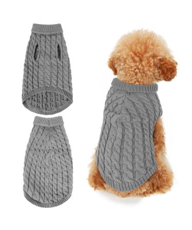 Moorle dog sweater for small medium -sized dogs winter warm dog sweater turtleneck knitting sweater dogs sweater dog clothing gray for small dogs and cats pet knitted wool gray gray l