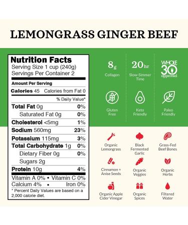 Kettle & Fire Lemongrass Ginger Beef Bone Broth - 16.9 OZ | Flavorful Pho Broth, 1.05 lb Pack - Buy Online on GoSupps.com