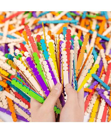 200pcs Colorful Wooden Craft Sticks - Jumbo Sawtooth Popsicle Sticks for DIY Crafts & Kids Education - Buy Online on GoSupps.com
