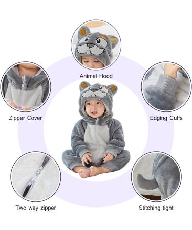 Cooky.D Baby Hooded Romper | Winter Flannel Jumpsuit Pajamas | 24-30 Months | Dog Design - Buy Online on GoSupps.com