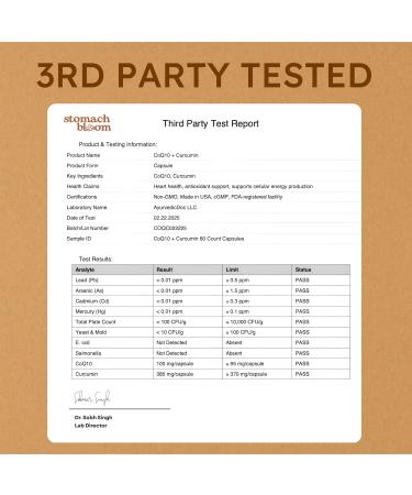 Stomach Bloom CoQ10 100mg Capsules Infused with Curcumin | 5X Better Absorption Antioxidant for Heart Health & Energy Production | 2 Month Supply 60 Count - Buy Online on GoSupps.com