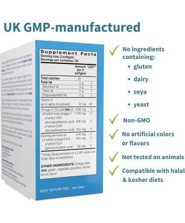 Igennus Pharmepa Complete EPA 668mg & DHA 334mg Omega-3 Fatty Acids 1000mg IFOS Certified rTG Form High Potency Fish Oil Plus Omega-6 & 9 from GLA Evening Primrose Oil Lemon Flavor 360 Softgels 60 Count (Pack of 6) - Buy Online on GoSupps.com