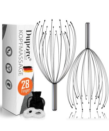 Dupore 2x head massage spider with 28 fingers - Premium head massage device - soothing head crawler - Head massage spider for relaxation - head massage tab - head scratch - Head massage spider aluminum + 2 free acupressure rings