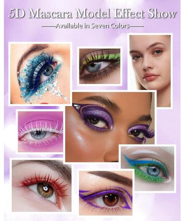 5D White Green Red Mascara Voluminous Waterproof-Silk Fiber Tubing Mascara for Eyelashes Volume and Length Curling Eye Lash Longlasting Smudegproof Liquid Lash Extensions Colored Mascara for Women White+06 Green+07 Red - Buy Online on GoSupps.com