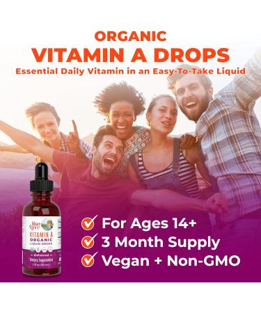 Mary Ruth's USDA Organic Vitamin A Liquid Drops - Immune & Eye Health Support - 3 Month Supply - 750mcg per Serving - 1 Oz - Buy Online on GoSupps.com