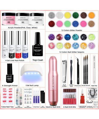 Morovan Acrylic Nail Kit with Drill - Professional Set for DIY Nail Art - Includes UV Light, Glitter Powder, Extension Tools - Ideal for Beginners - Buy Online on GoSupps.com