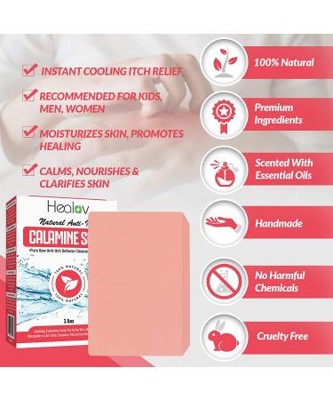 Calamine Instant Itch Relief Soap Bar - Natural Anti-Itch Defense Cleanser for Bug Bites, Eczema & Poison Ivy - 4oz Bar - Buy Online on GoSupps.com