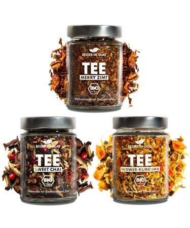 Better in the glass organic tea gift set spiced "sweet chai" merry cinnamon "&" ginger-turkey "| 150 portions of loose tea sweet & without sugar | tea set sustainable | tea gift vegan | tea loose the spicy