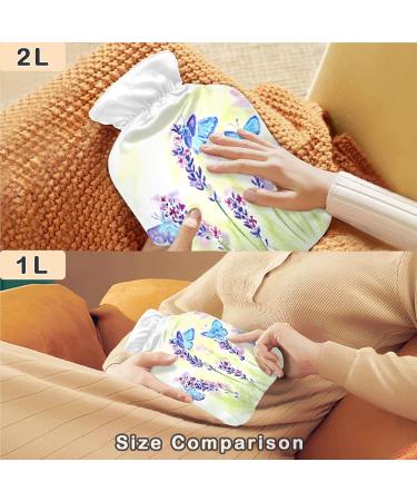NAANLE 2L Hot Water Bottle with Cover - Watercolor Butterfly Design for Back Pain Relief & Warmth Therapy | Transparent Hot Water Bottle for Hands & Neck - Buy Online on GoSupps.com