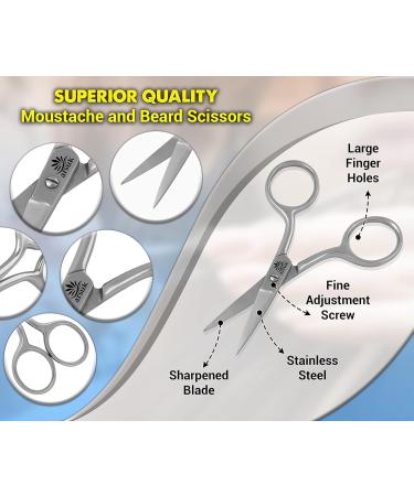 Arsuk 10.2 cm Professional Mustache & Beard Shears - Stainless Steel Nose Hair Cutter for Men | Precision Trimming & Shaping Scissors - Buy Online on GoSupps.com