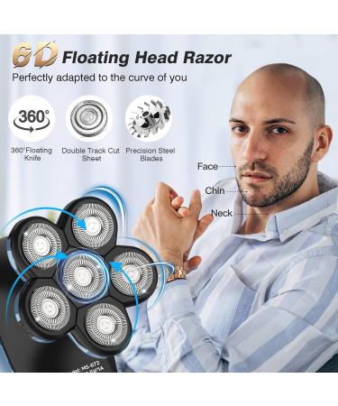 6D 6 in 1 Rotating Electric Head Shaver for Men - Wet & Dry, USB Rechargeable, IPX7 Waterproof, Professional Rotary Shavers - Cordless Beard Trimmer - Blue - Buy Online on GoSupps.com