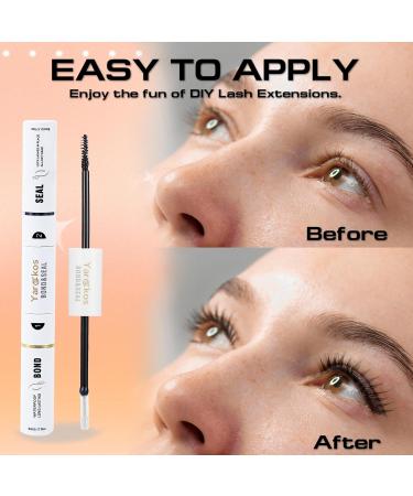 2 in 1 Lash Bond and Seal Glue(5ml+5ml) Eye Lashes Glue for Individual DIY Cluster Extensions Waterproof Eyelashes Adhesive with Mascara Wand Super Strong Hold 48-72 Hours White - Buy Online on GoSupps.com