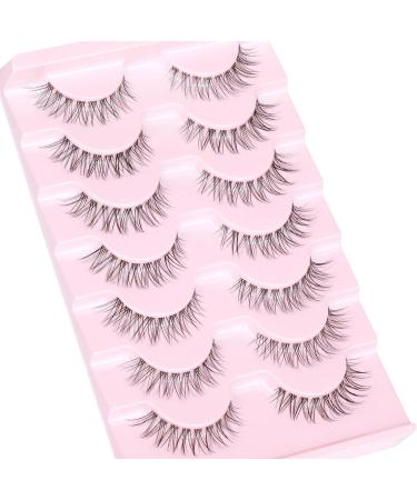 Eyelashes Wispy Natural False Lashes 3D C Curl Eye Lashes Clear Band Short Russian Strip Lashes that Look Like Extensions Reusable Fake Eyelashes Asian Fake Lashes Pack by Goddvenus short lashes - Buy Online on GoSupps.com