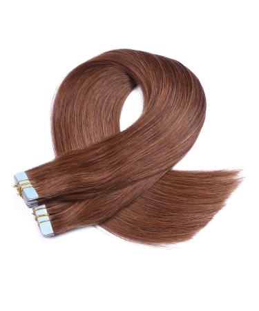 Tape in - on hair extensions - # 6 - brown - 60cm - 40 tresses each 4cm wide / 2.5g - 100% Remy real hair hair extension / extension with adhesive tape Tresse by Novon Hair Exentions 40 Tressen - 60cm / 2.5g 100g each