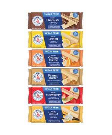 Sugar Free Wafers by Voortman | 9 Ounce | 6 Unique Flavors (Chocolate, Lemon, Orange, Peanut Butter, Strawberry, Vanilla 6 Wafer