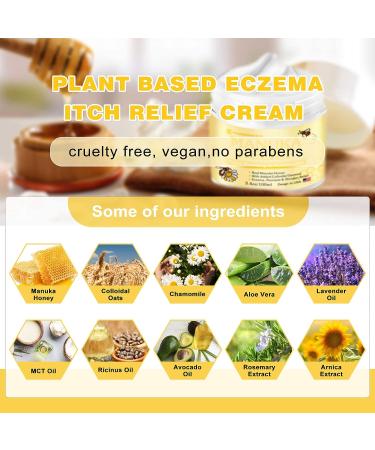 Manuka Honey Eczema Cream with Colloidal Oatmeal - Soothing Relief for Itchy Dry Skin - Plant-Based Formula for Eczema, Psoriasis, and Shingles - Buy Online on GoSupps.com