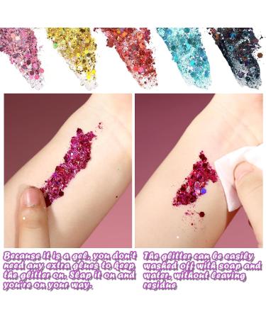 Teenitor Body Glitter Gel - 12 Colors Face & Hair Glitter for Festivals Halloween Makeup | Perfect for All Skin Types - Buy Online on GoSupps.com