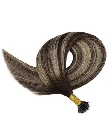 Youngsee Nanoring Extensions - Real Hair Balayage 60 cm Ombre Dark Brown to Ash Blond - 50S/50g Nano Ring Extensions for Long Hair - Buy Online on GoSupps.com