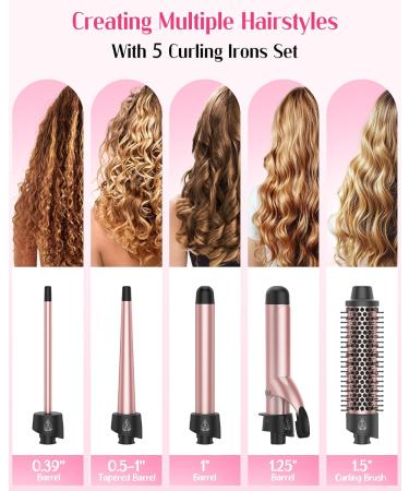 ANIEKIN 5-in-1 Curling Iron Set - Interchangeable Ceramic Wands Instant Heat Dual Voltage - Perfect Gift for Girls & Moms - Buy Online on GoSupps.com