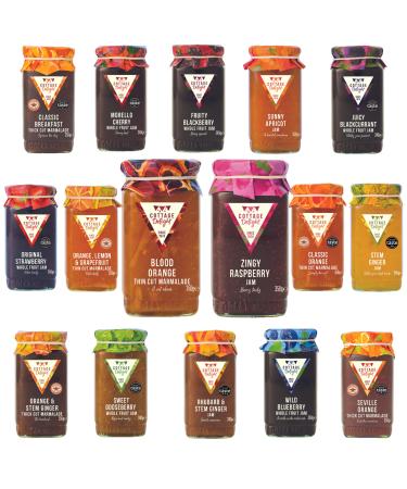 Cottage Delight Jam Pick N Mix - Create Custom Jam Combo with 15+ Flavours | Blood Orange Classic Breakfast Classic Orange Fruity Blackberry | 5 Pack - Perfect Jam Gift Set for Jam Lovers