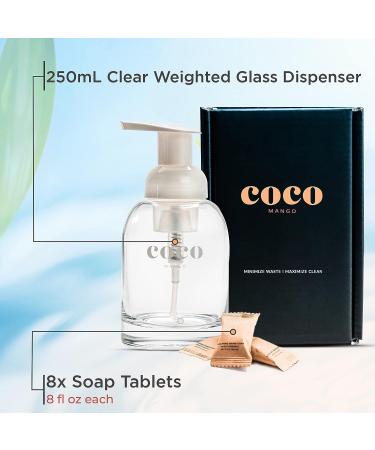 Coco Mango Foaming Hand Soap Dispenser with 8 Refill Tablets - Coconut Vanilla Scent, 250mL | Kitchen & Bathroom Hand Soap - Buy Online on GoSupps.com