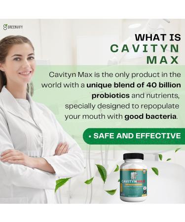 GREENVIFY Cavityn Max Probiotic Supplement 40 Billion CFU 60 Capsules Digestive Health Support (5) - Buy Online on GoSupps.com