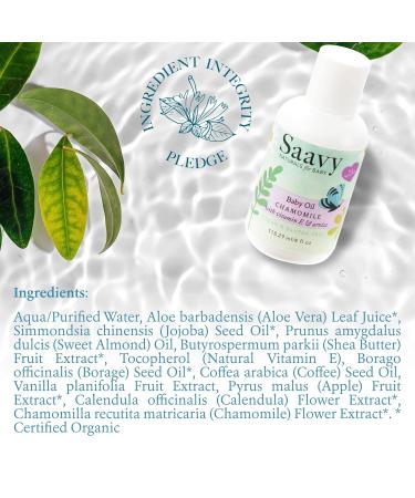 Saavy Naturals Chamomile Baby Oil Pack - Organic Vegan Paraben-Free Baby Massage Oil with Jojoba & Shea Butter for Sensitive Skin - Buy Online on GoSupps.com