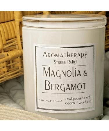 Red Leaf Home Magnolia and Bergamot Candle | Large 15.5oz Aromatherapy Jar | Wellness Collection | Glass Lid | International Shipping - Buy Online on GoSupps.com