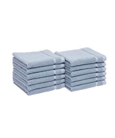 Amazon Basics Cotton Washcloths, Made with 30% Recycled Cotton Content - 12-Pack, Blue Blue Washcloths