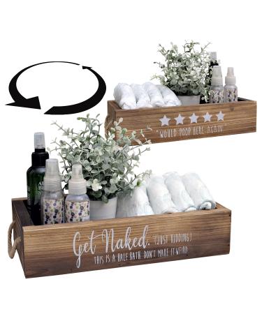 Five Stars Rustic Decor Box - One Box with Funny Saying Design on 2 Sides, Funny Toilet Paper Holder for Farmhouse Bathroom Decor, Funny Farmhouse Decor, Rustic Bathroom Decor, Diaper Organizer
