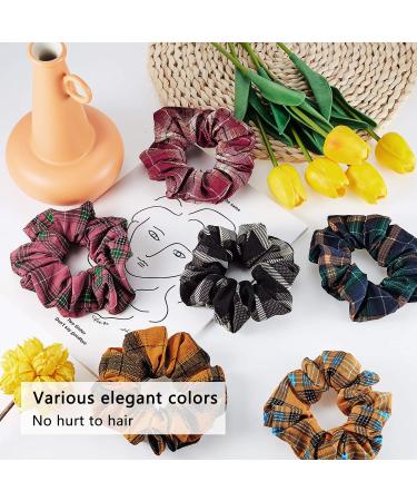 12-Piece Fall Plaid Scrunchies Set - Christmas Hair Ties for Girls & Women - Buy Online on GoSupps.com