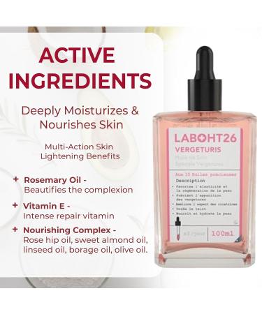 HT26 Vergeturis Stretch Mark Oil - Nourishing Blend for Melanin Rich Skin | 10 Oils for Prevention & Repair - Pregnancy Belly Oil - 100ml - Buy Online on GoSupps.com