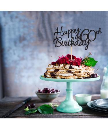 Arthsdite 1 Pc Happy 60th Birthday Cake Topper 60 Cake Topper Happy 60 Birthday Cake Decoration for 60th Cheers to 60 Birthday Party Decoration Supplies - Black Glitter Black 60 - Buy Online on GoSupps.com