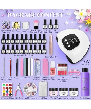 20-Color Gel Nail Polish & Acrylic Kit with Lamp & Files - Complete Salon Set for Beginners - Buy Online on GoSupps.com