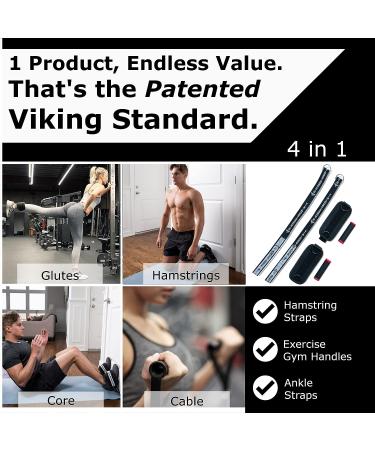 Vikingstrength VOL 2 Nordic Hamstring Curl with Long Straps - Home Glute & Hamstring Workout with Exercise Handles and Ankle Straps - Buy Online on GoSupps.com