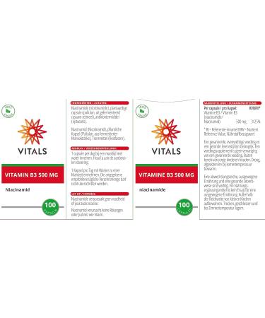 Buy Vitals Vitamin B3 500mg - 100% Vegan Niacinamide Capsules - No Niacin Flush - High-Potency Formula - Buy Online on GoSupps.com