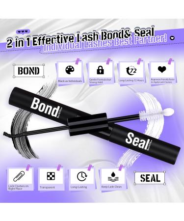 JIMIRE Natural Lash Clusters 3D Wispy Individual Eyelashes Extension Kit | Bond & Seal Glue | DIY 9-12MM CC Curl Fluffy | 96Pcs - Buy Online on GoSupps.com