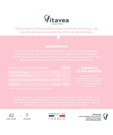 Vitavea - Konjac Hunger Suppressant Chromium - Slimming Weight Loss Satiety Sugar Regulation - Glucomannan Concentrate - Po - Buy Online on GoSupps.com