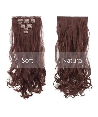 Feshfen Clip In Hair Extensions Set - 16 Clips Wavy Synthetic Hair - Dark Brown 50cm - Easy-to-Use Hair Part Extensions for Women - Buy Online on GoSupps.com