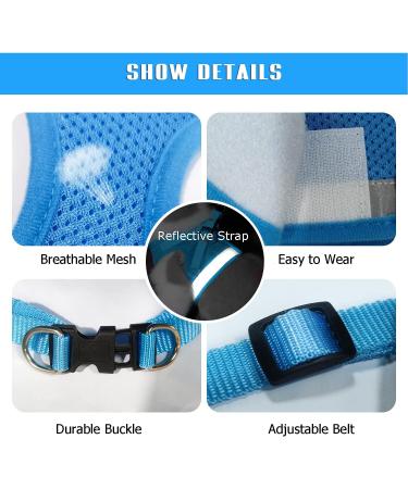 Buy Femax Dog Harness & Linen Set - Soft Mesh Reflective Adjustable & Breathable for Dogs Puppies and Cats | Ideal for Walking Running & Training (Breast 30-34 cm) - Azure - Buy Online on GoSupps.com
