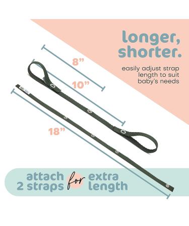 Baby Buddy Secure-A-Toy Safety Strap - 4 Pack, White/Black/Tan/Olive | Secures Toys, Teethers, Pacifiers to Strollers, Highchairs, Car Seats | Adjustable Length for Sanitary Toy Management - Buy Online on GoSupps.com