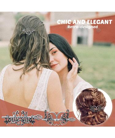 Viking Celtic Hair Clips Set - Retro Silver Hair Barrette with Knot Design for Women and Girls - Buy Online on GoSupps.com