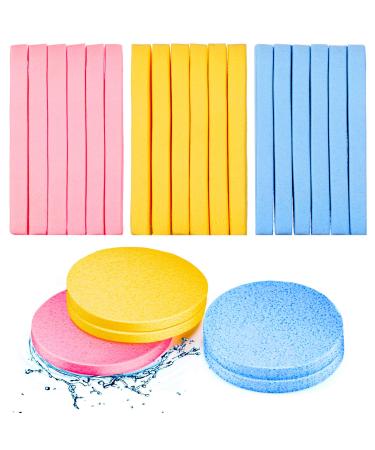 120 Pieces Compressed Facial Sponge for Estheticians Face Cleansing Sponge Makeup Removal Sponge Pad Exfoliating Spa Wash Round Face Sponge (Pink, Yellow, Blue) Yellow,Blue,Pink
