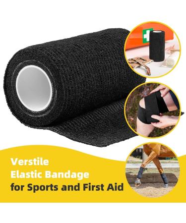 Anjocare Self-Adhesive Bandage Wrap (8 Pack) - Breathable & Cohesive Wrap for First Aid Sports Injuries and Pet Care - 10cm x 4.5m - Black - Buy Online on GoSupps.com