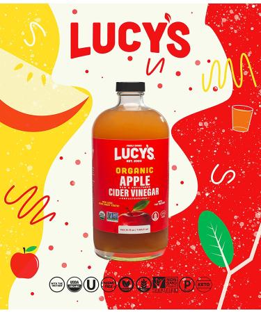 Lucy's Family Organic Raw Apple Cider Vinegar 34oz (2 Pack) - USDA Certified NonGMO, Unfiltered & Unpasteurized with the Mother - 100% Natural ACV - Buy Online on GoSupps.com